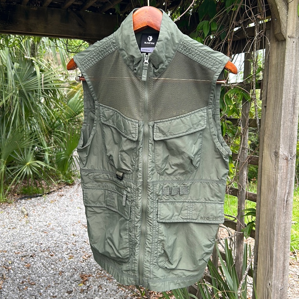 Gorpcore Tactical Utility Mesh Cargo Vest Fly Fishing Sage Green Men's Medium
